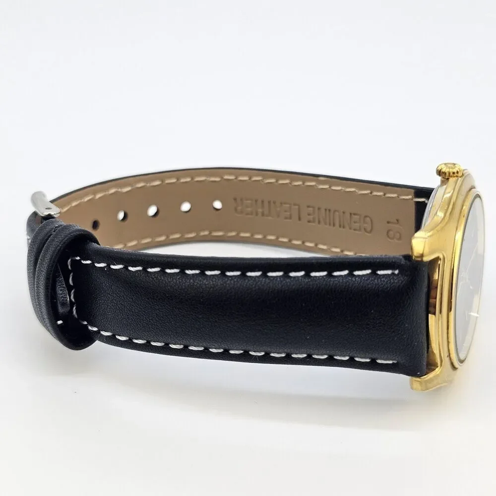 VTG‎ Citizen Men's Watch 35MM Black Dial New Black Leather Bands New Battery